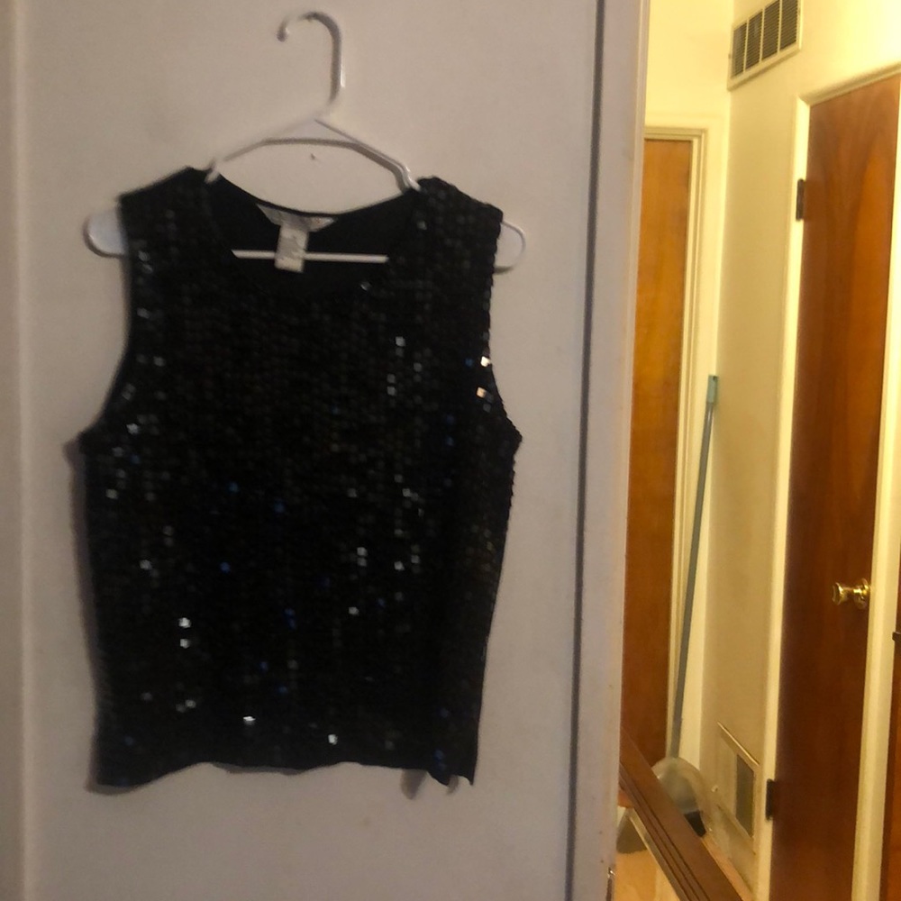 Women preowned Black Bling Top Size M